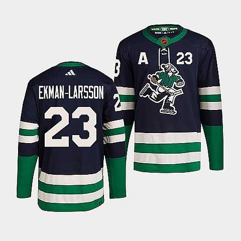 Men%27s Vancouver Canucks #23 Oliver Ekman-Larsson Navy 2022 Reverse Retro Stitched Jersey Dzhi->vancouver canucks->NHL Jersey